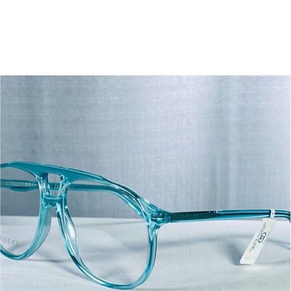 Gucci Translucent Baby Blue & Gold Optical Rx Aviator Eyeglasses - Picture 8 of 9